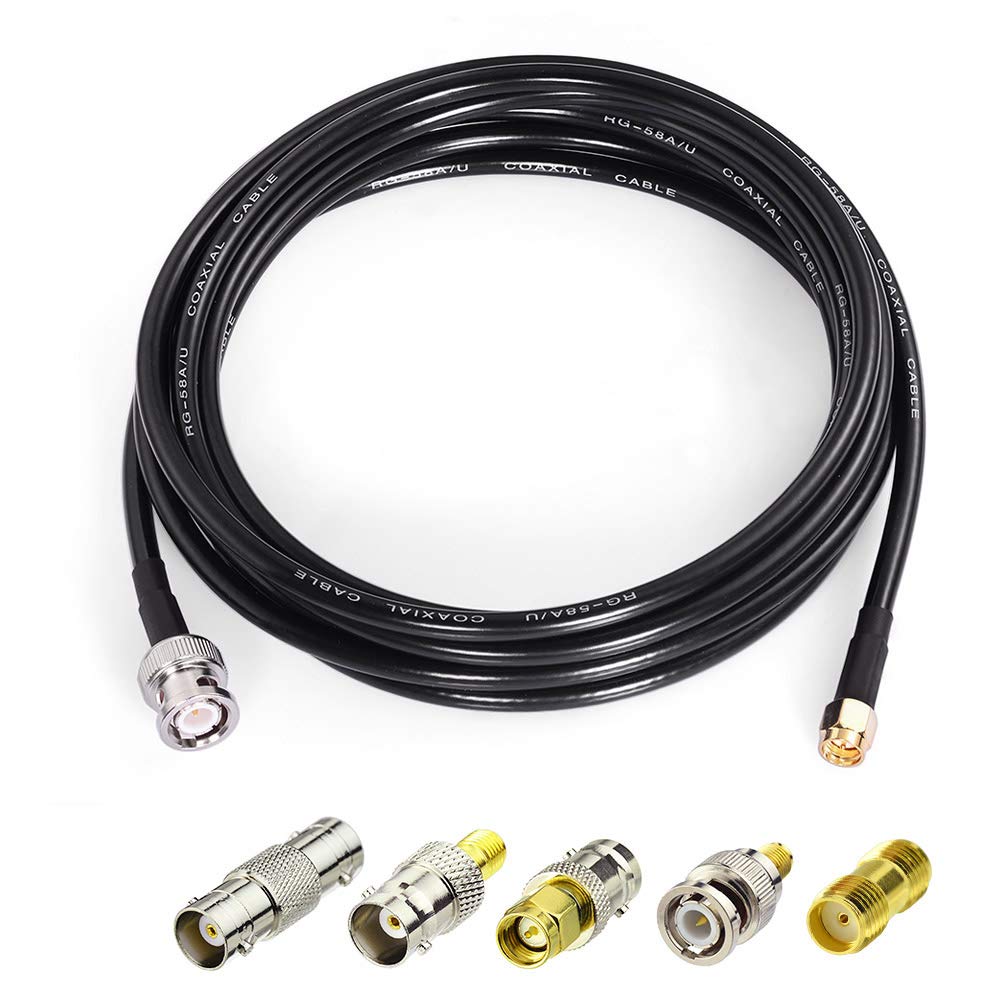 Superbat SMA Kabel 3M SMA Stecker auf BNC Stecker RG58 Kabel + 5 Stück Adapter Kit SMA auf BNC Kabel