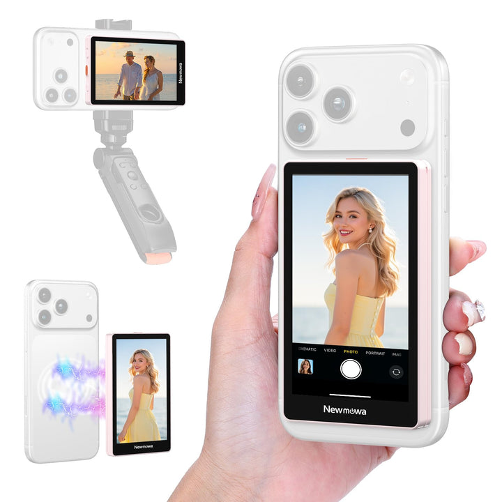 Newmowa Rosa magnetischer Telefon Vlog Selfie Monitorbildschirm, 1080P Drahtlosaufnahme, Telefon Rüc