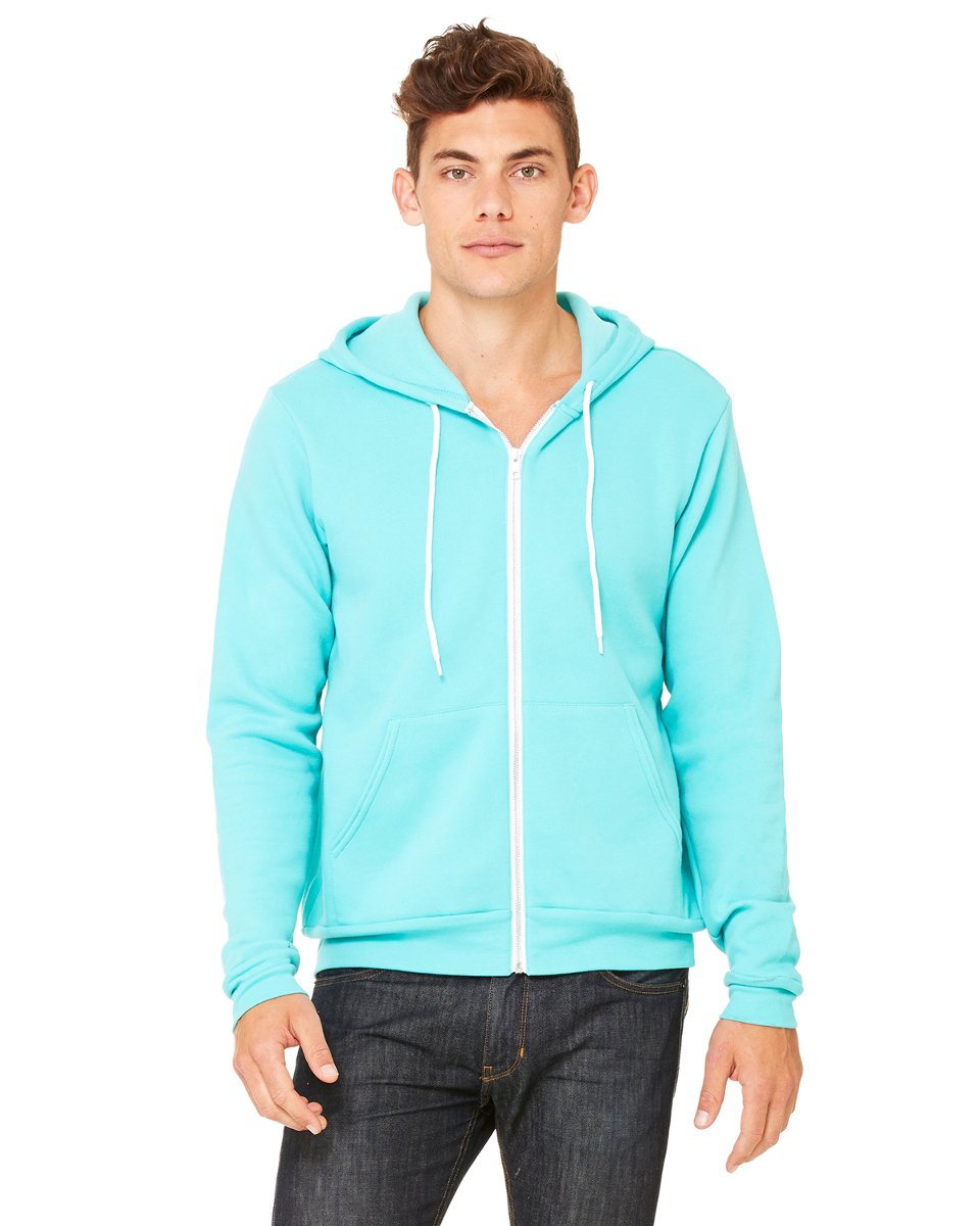 Bella 3739 Unisex Fleece Fleece Full Zip Hoodie M Teal, M Teal