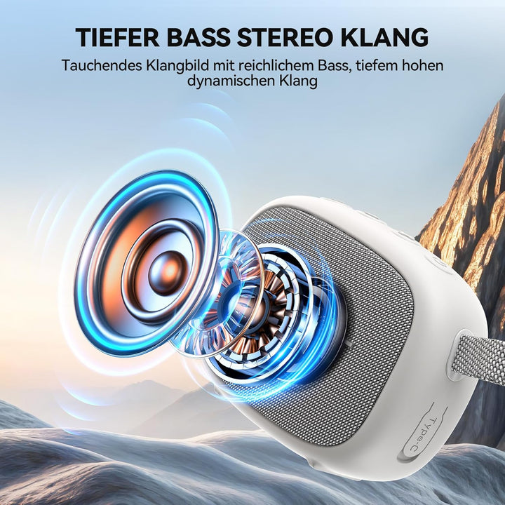 TECKNET Tragbare Bluetooth Lautsprecher, Mini Lautsprecher Bluetooth Musikbox IP67 Wasser- und staub