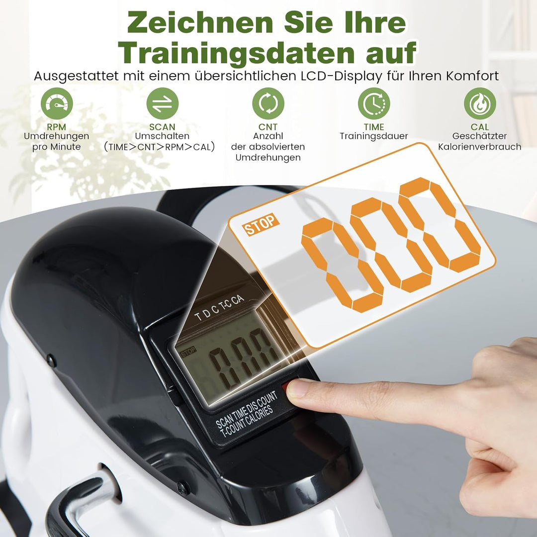 GYMAX Mini-Heimtrainer, Beintrainer mit Widerstandsregler & LCD-Anzeige, pedaltrainer für Arme & Bei