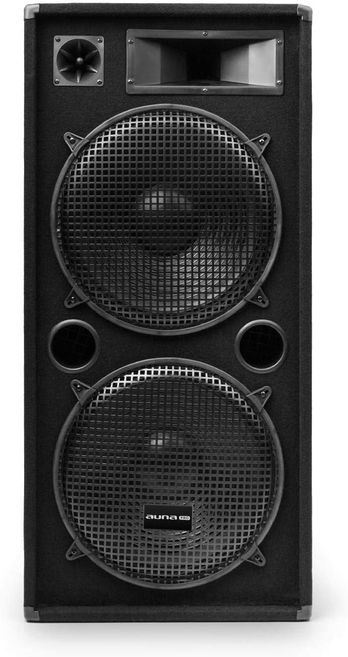 auna Pro PW - Passive PA-Lautsprecher PA-Boxen, 2er-Set: 2 x PA-Box, 2 x 38 cm (15") Subwoofer, Bela