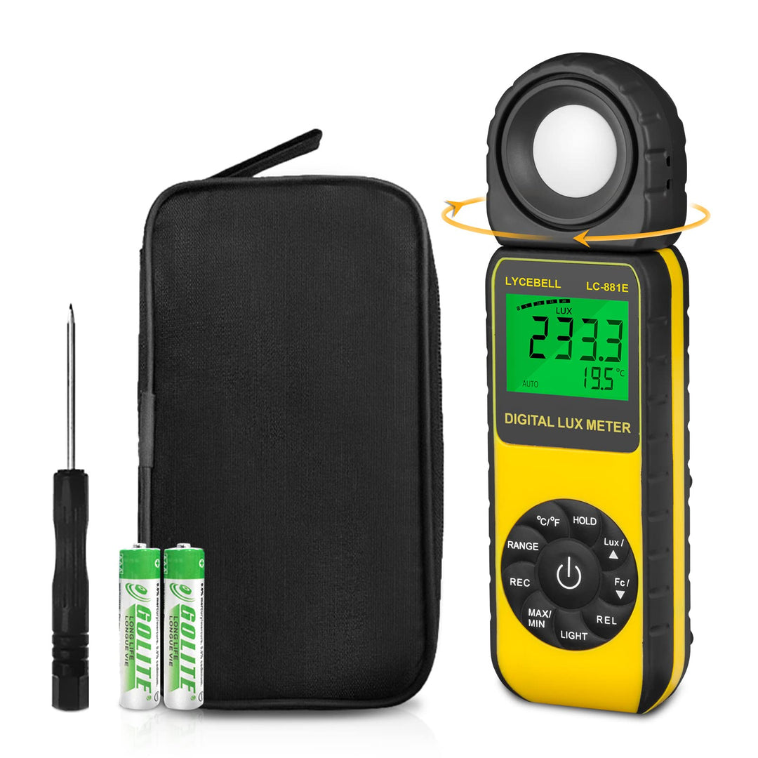 Digital Luxmeter, LC-881E Belichtungsmesser 0.1-300,000 Lux mit Hintergrundbeleuchtung, Lichtmessger