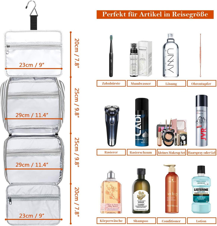 Kulturbeutel, zum Aufhängen, grosse Kapazität Reise Kulturtasche wasserdichte Kosmetiktasche Make-up