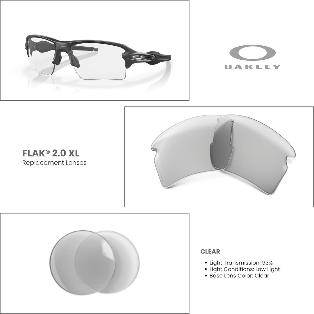 Oakley Original Flak 2.0 XL OO9188 Ersatzgläser, inklusive Oakley Mikrofasertuch Beutel ALK, klar bi