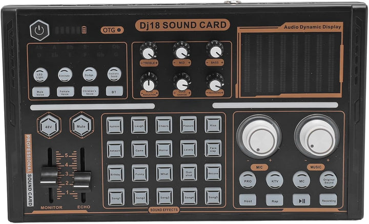 Professioneller Audiomixer, Bunte Lichter DJ18 Bluetooth-Live-Soundkarte, mit 12 Elektrischen Sounde