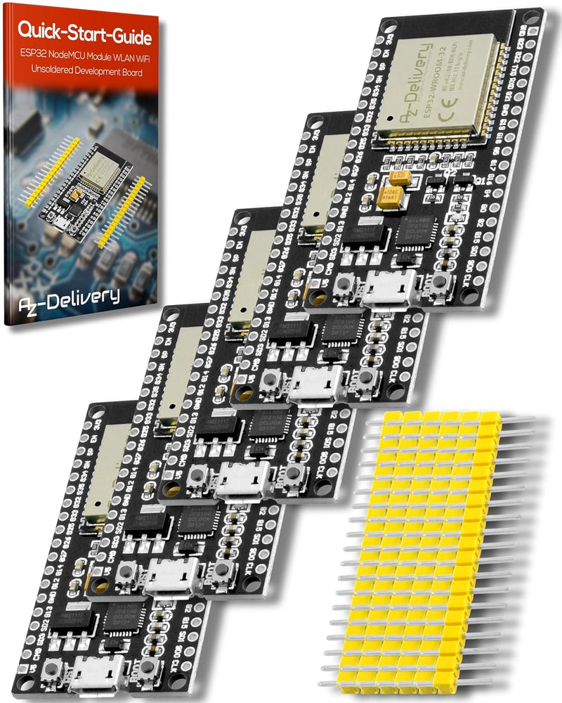 AZDelivery 5 x ESP-32 Dev Kit C unverlötet NodeMCU Module WLAN WiFi Development Board mit CP2102 (Na