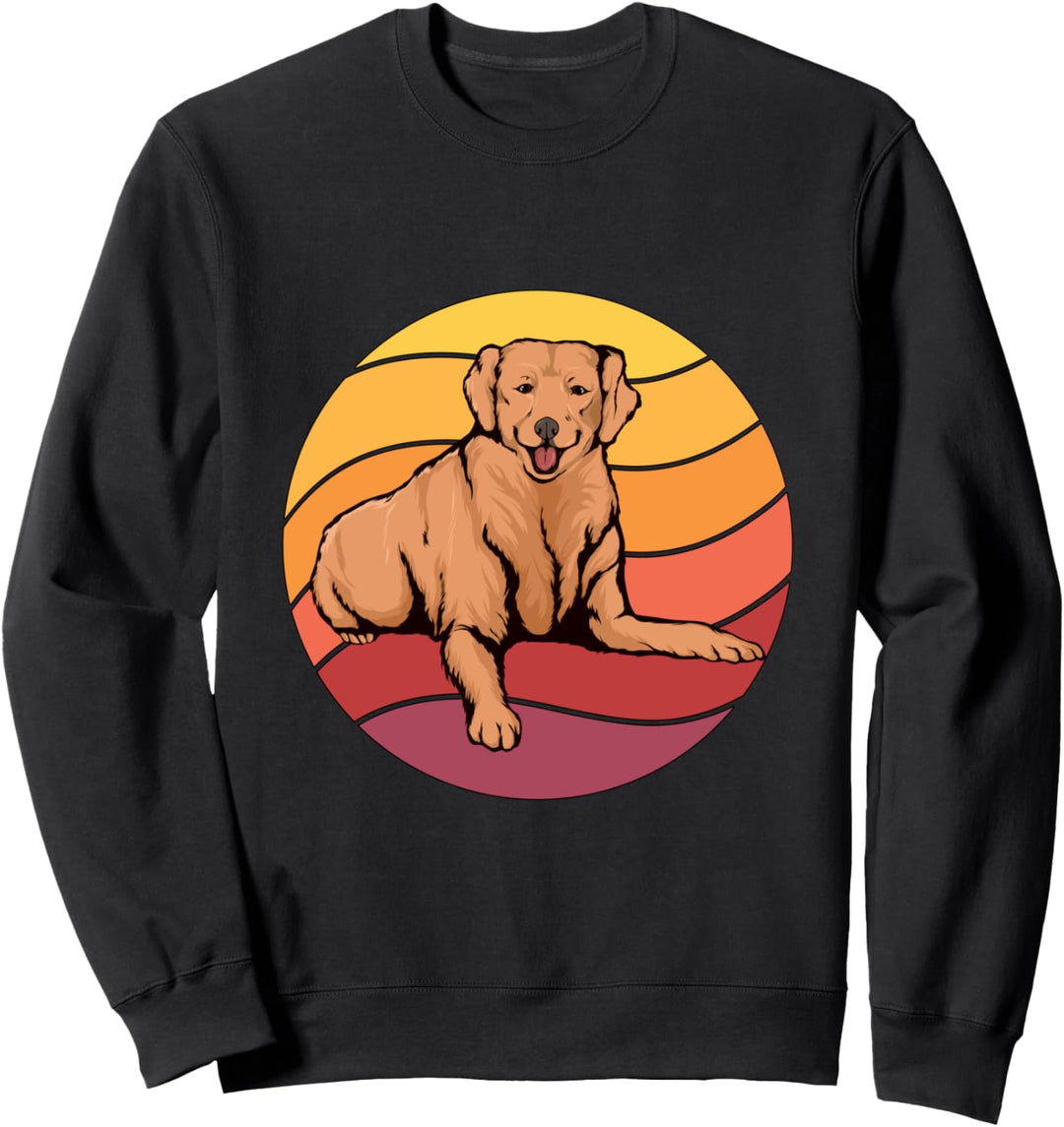 Retro Golden Retriever Design Sunset Sachen Golden Retriever Sweatshirt