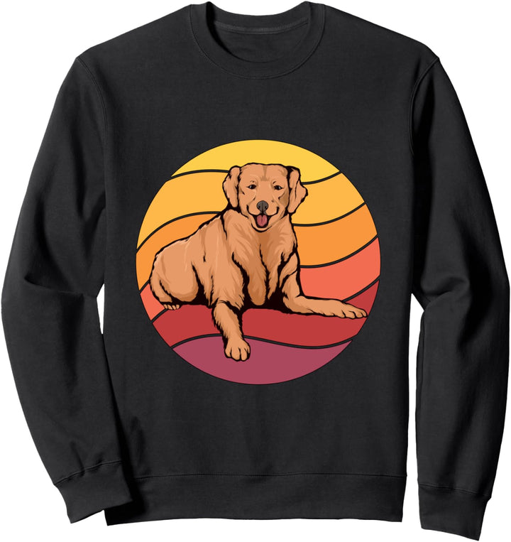 Retro Golden Retriever Design Sunset Sachen Golden Retriever Sweatshirt