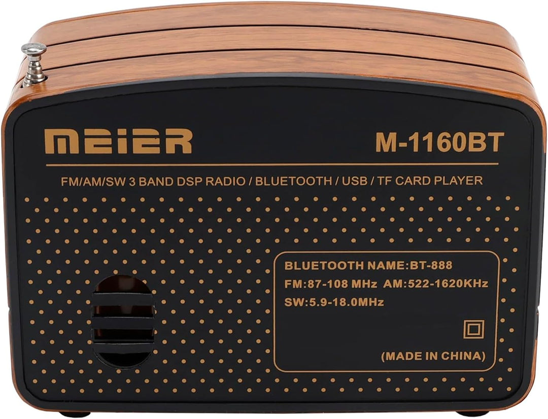 Topteng Retro Radio Bluetooth Lautsprecher, AM/FM/SW Nostalgie Radio, Kofferradio mit USB/TF-Karte,
