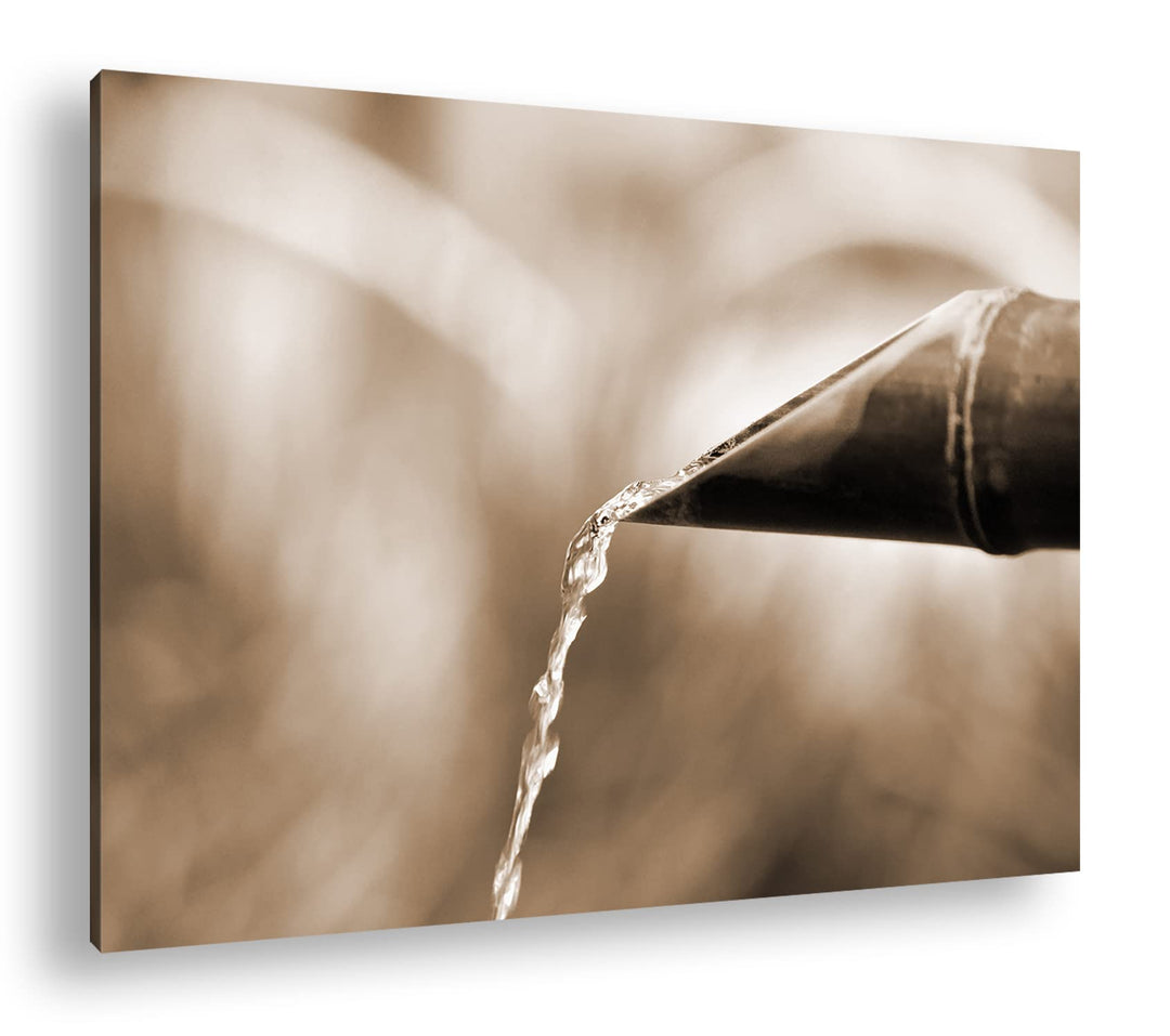 deyoli japanisches Wasserrohr aus Bambus Effekt: Sepia, Format: 80x60 als Leinwandbild, Motiv fertig
