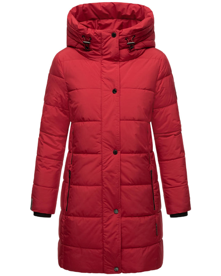 MARIKOO Damen Wintermantel Warmer Steppmantel lang mit Kapuze Karumikoo XVI XS-3XL XS Dark Red, XS D
