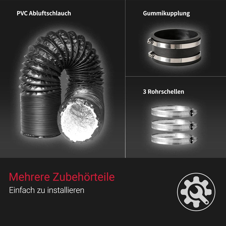 Regelbar Rohrventilator 100mm Set 220 m³/h Abluftset mit Drehzahlgeregelt Abluftventilator,Aktivkohl