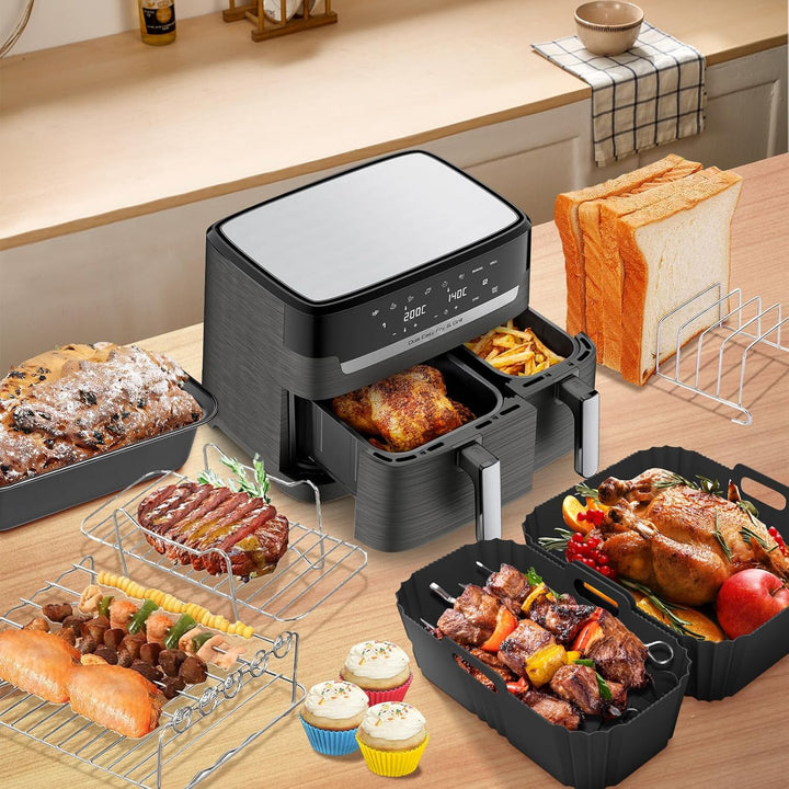 Heissluftfritteuse Zubehör für Tefal EY9018 Dual Easy Fry 5,2/3,1L, 18 PCS Airfryer Zubehör für Tefa