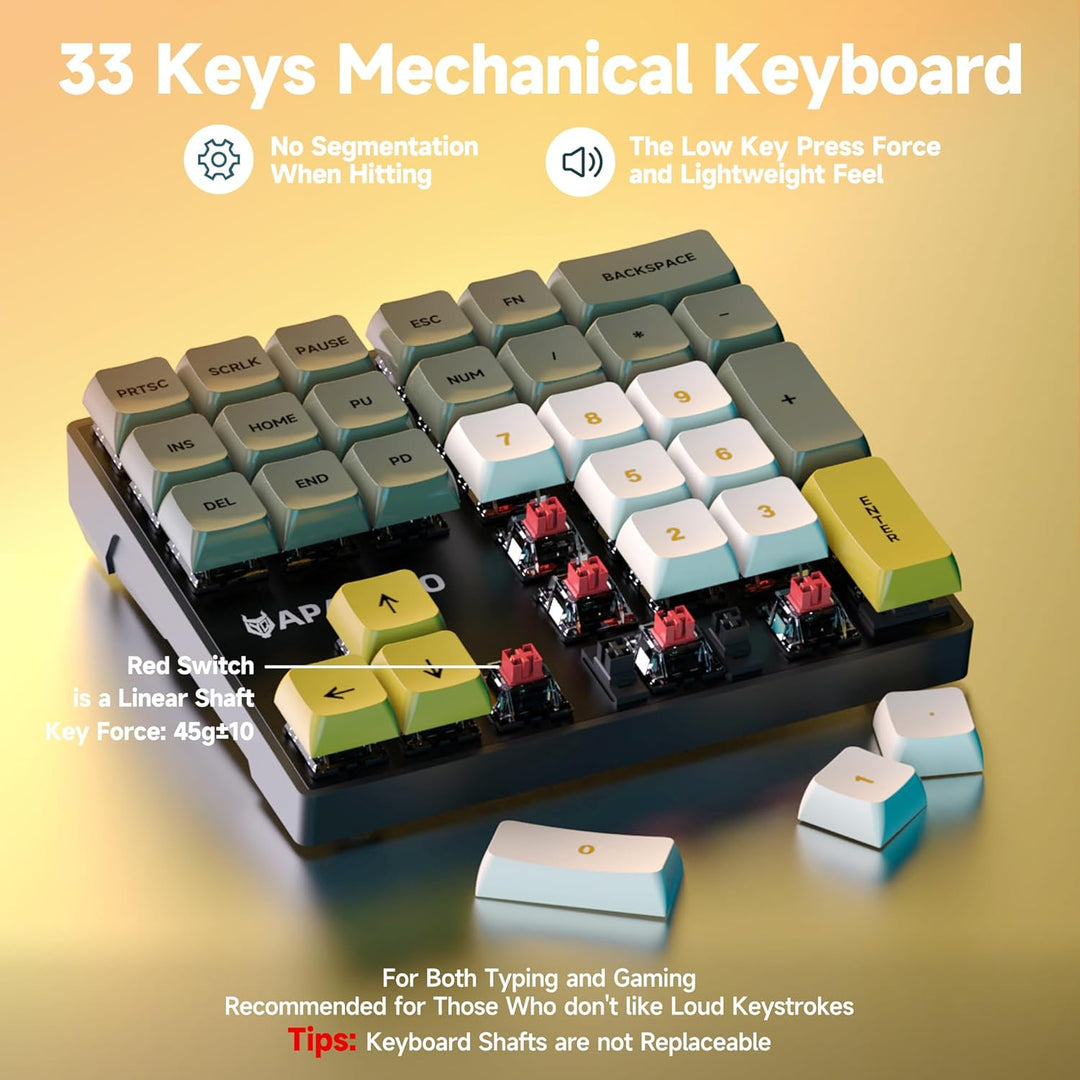 Sikai Mechanisches Numpad - Roter Schalter(Red Switch) - USB A Kabelgebunden - 33 Tasten RGB Keypad