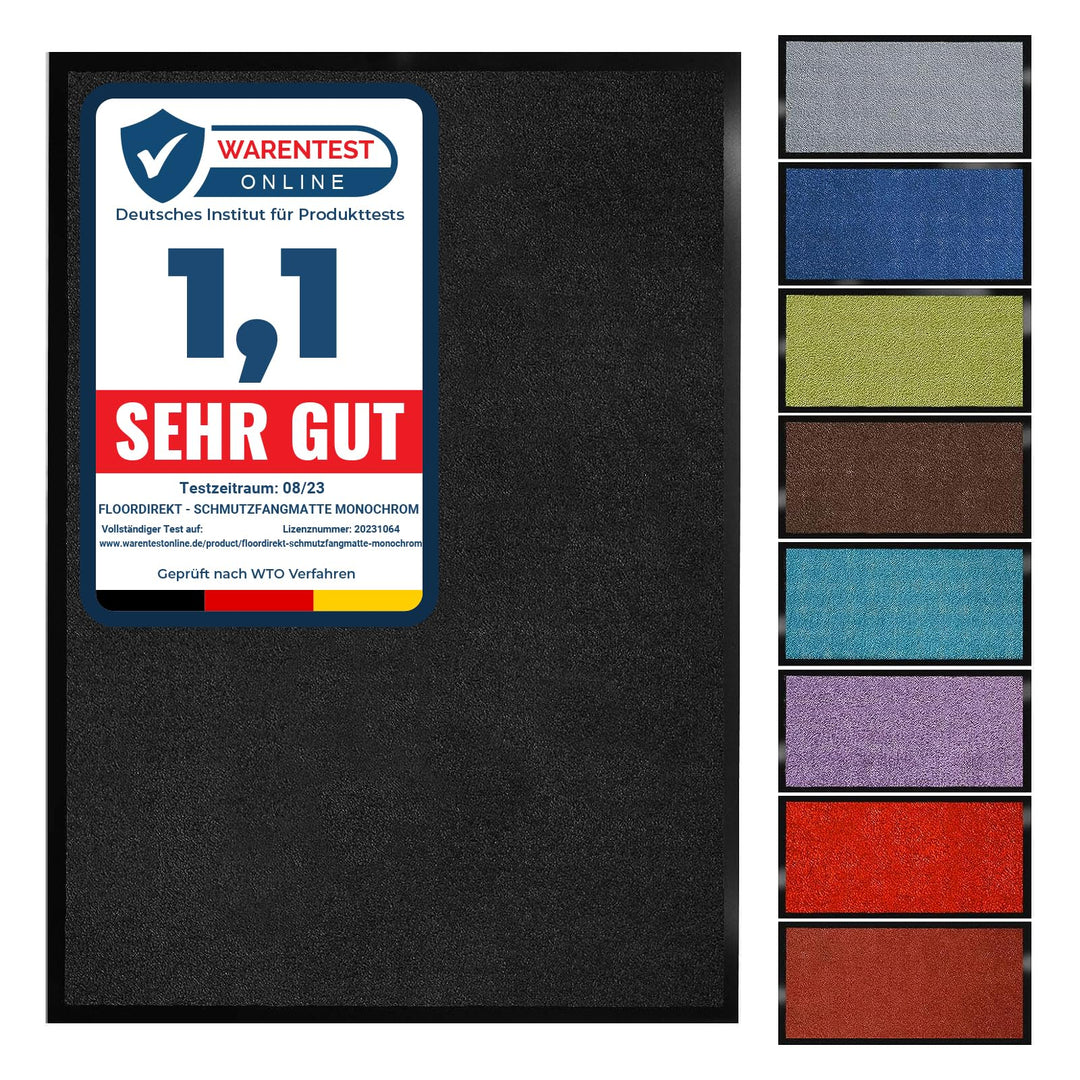 Floordirekt Schmutzfangmatte Monochrom | Fussmatte in 10 Grössen & 8 Farben | Türmatte für innen & a