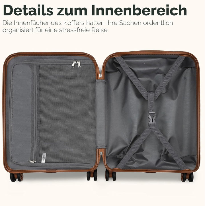KONO Koffer Trolley Mittelgross Koffer Reisekoffer von ABS+PC Hartschalenkoffer mit 4 Rollen TSA Sch