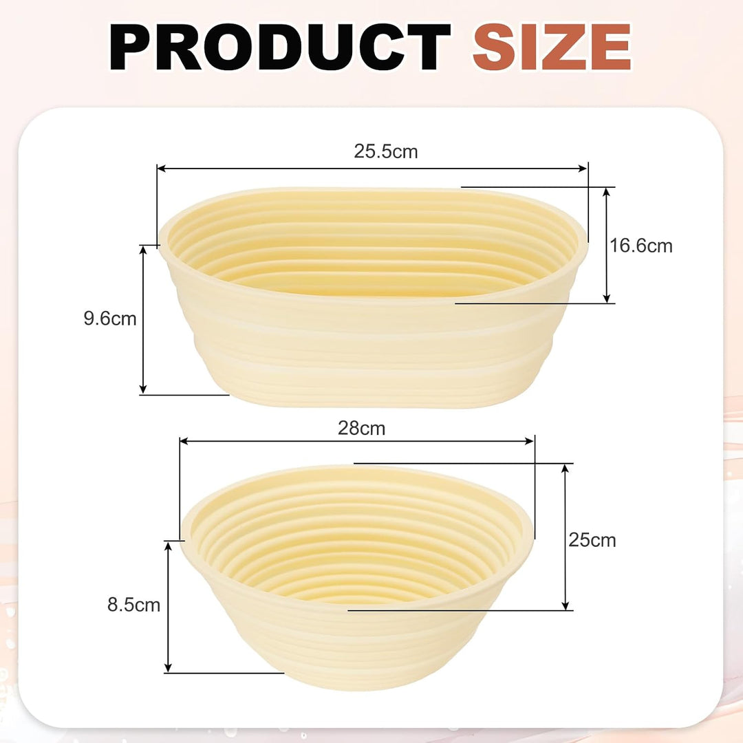 QUARKZMAN Gärkörbchen für Brot – 2er Set Brot Backen Zubehör aus Silikon, Antihaft-Beschichtung &amp; ba