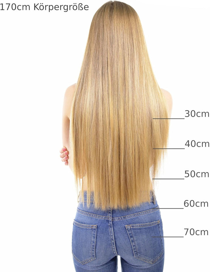 hair2heart Extensions Echthaar Bondings glatt - 25 Strähnen 1g 50cm 4/0 mittelbraun 