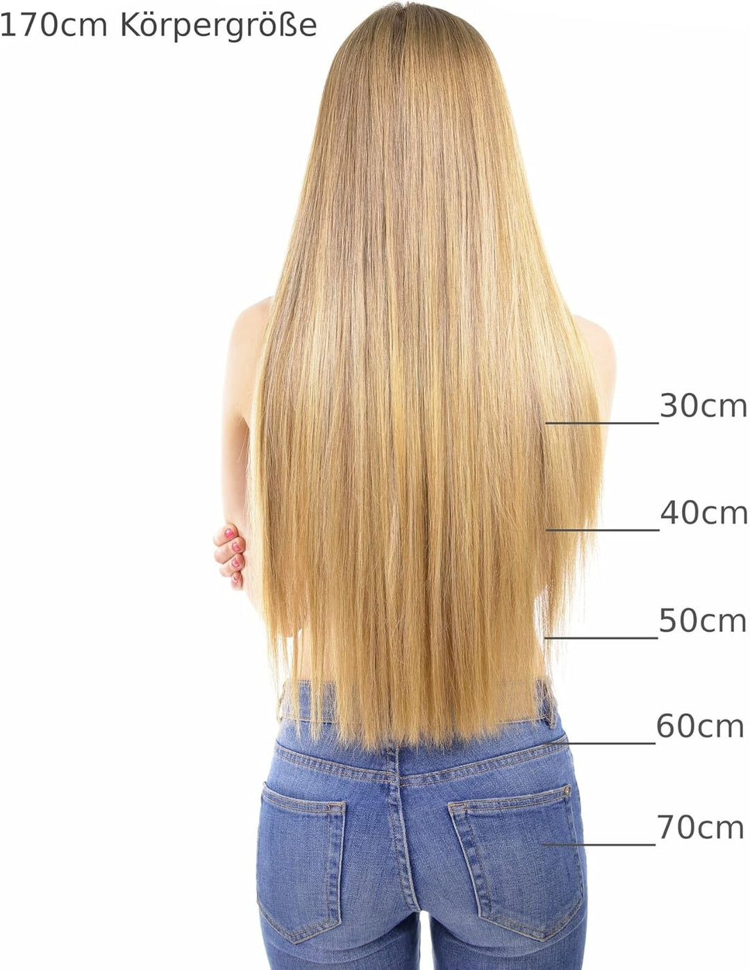 hair2heart Premium Tape Extensions Echthaar glatt - 10 Tapes 2.5g 60cm 6/0 dunkelblond 60cm 10 Sträh