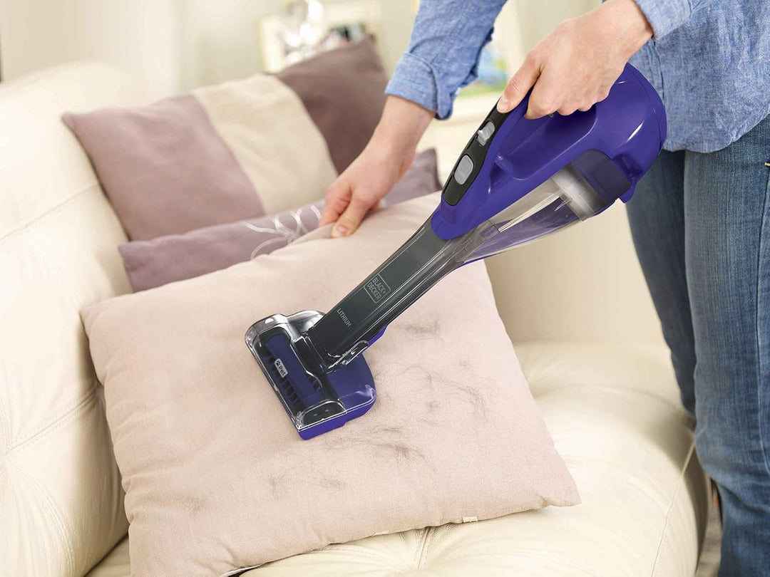 BLACK+DECKER Akku-Handstaubsauger Dustbuster (10,8V/2,5 Ah, mit Turbo-Tierhaarbürste, breiter Saugöf