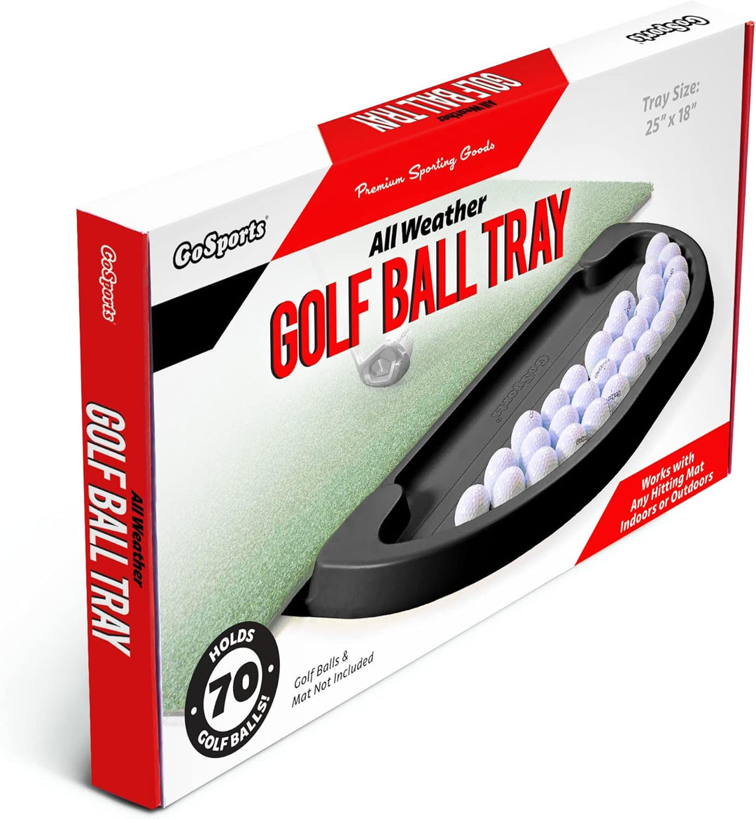 GoSports All-Weather Golf Ball Tray - 70 Ball Capacity - Compatible with All Hitting Mats Schwarz, S