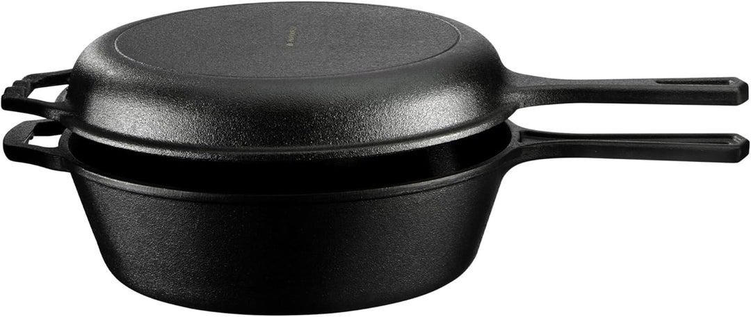 Navaris Dutch Oven - Gusseisen Topf mit Deckel - Ideal zum Kochen und Brot backen sowie fürs BBQ - S