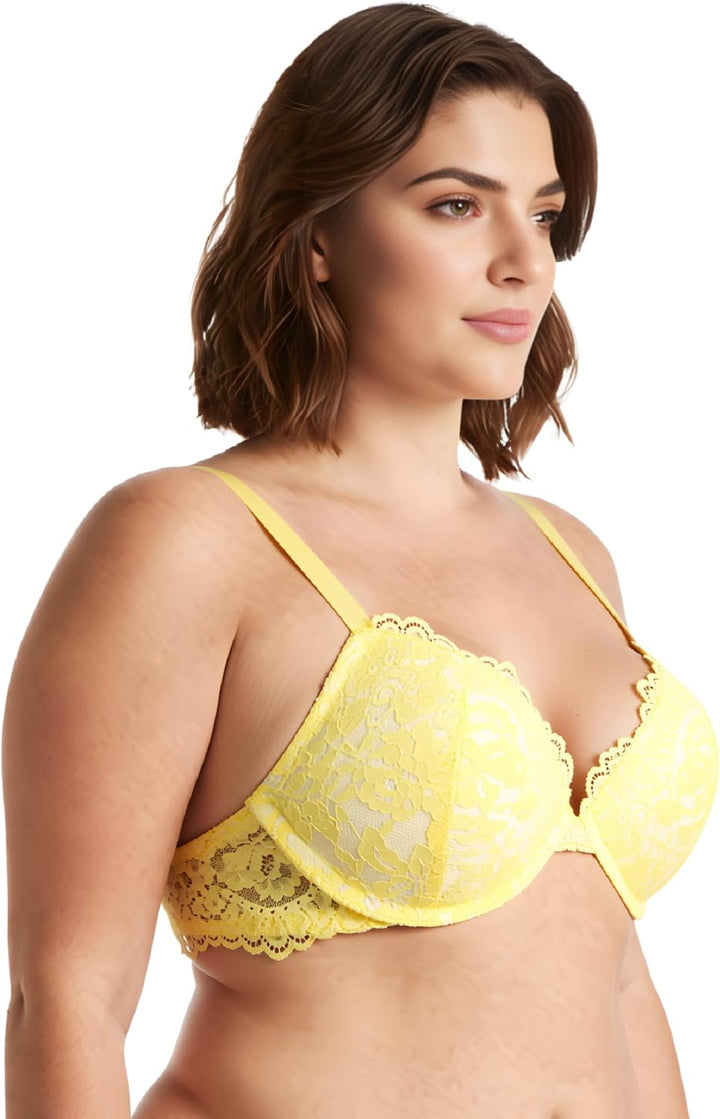 Curve Muse Damen Bügel Übergrösse Hochdrücken Fügen Sie 1 und eine halbe Tasse Spitzen-BHS hinzu 70C