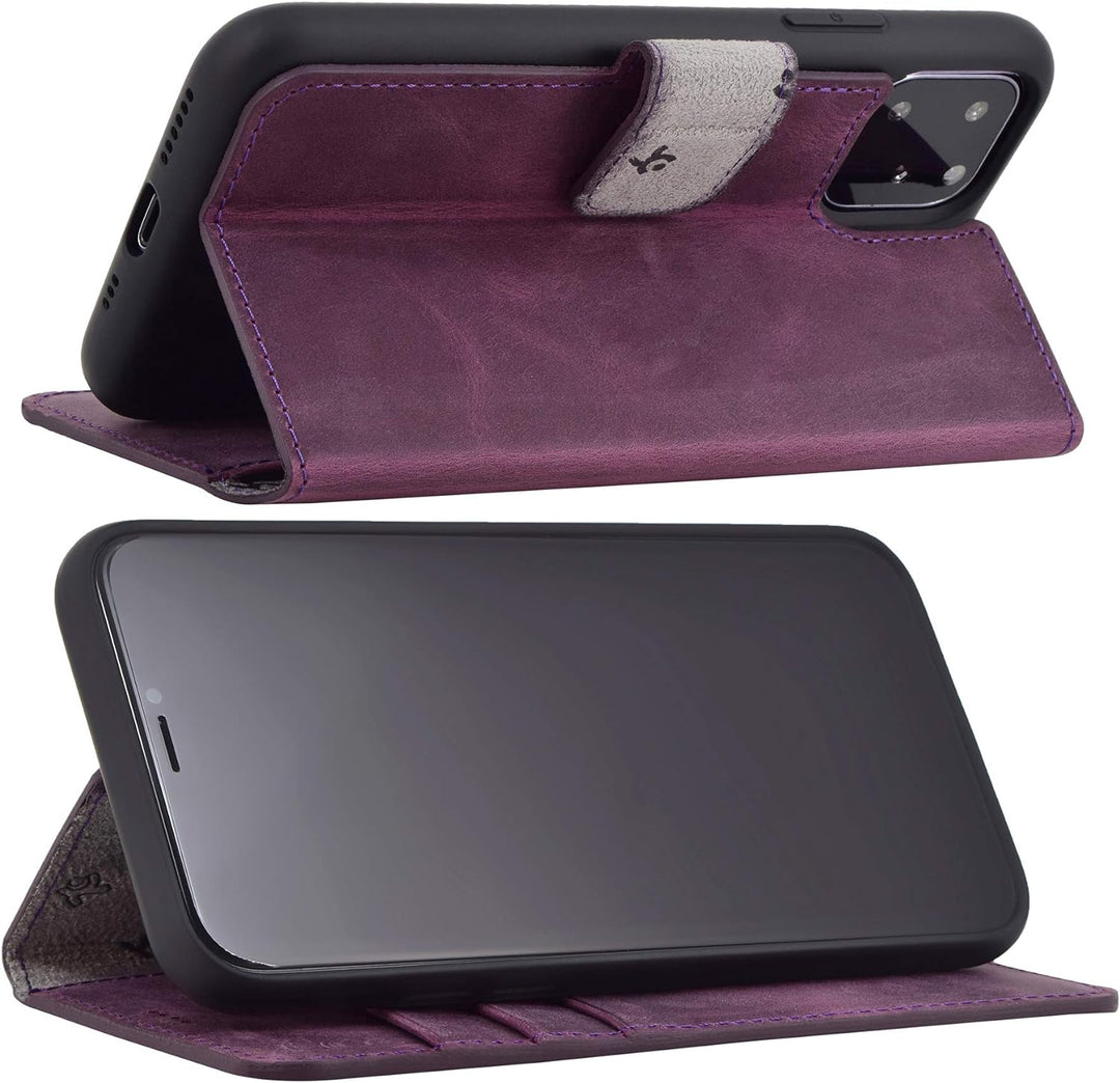 Suncase Book-Style Hülle kompatibel mit iPhone 11 (6.1 Zoll) Leder Tasche (Slim-Fit) Lederhülle Hand