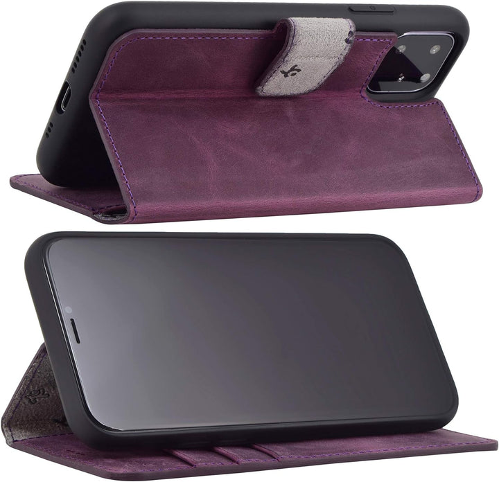 Suncase Book-Style Hülle kompatibel mit iPhone 11 (6.1 Zoll) Leder Tasche (Slim-Fit) Lederhülle Hand