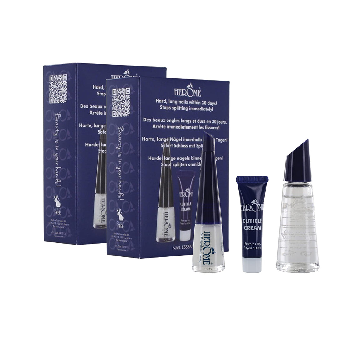 Herome 2-Pack 3-in-1 Maniküre Set für Nägel -1 set- Nagelhärter, Nagellackentferner und Nagelhautcre