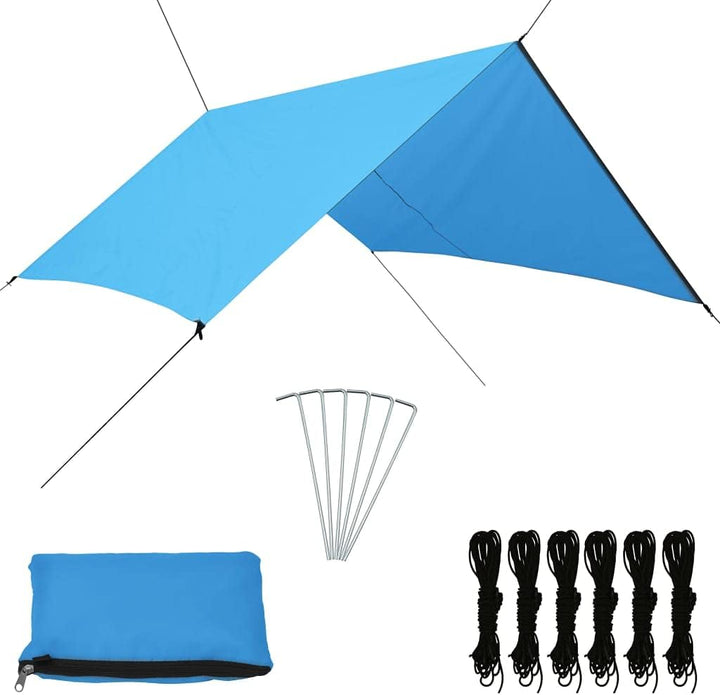 Susany Outdoor Tarp Zeltplane Sonnensegel Camping Zelt Plane für Outdoor 3 x 2,85 m Blau, Blau