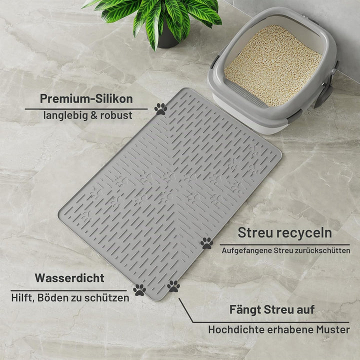 OHMO Katzenklo Matte aus Premium-Silikon 60 x 40 cm, wasserdicht und BPA-frei Katzentoilettenmatte,