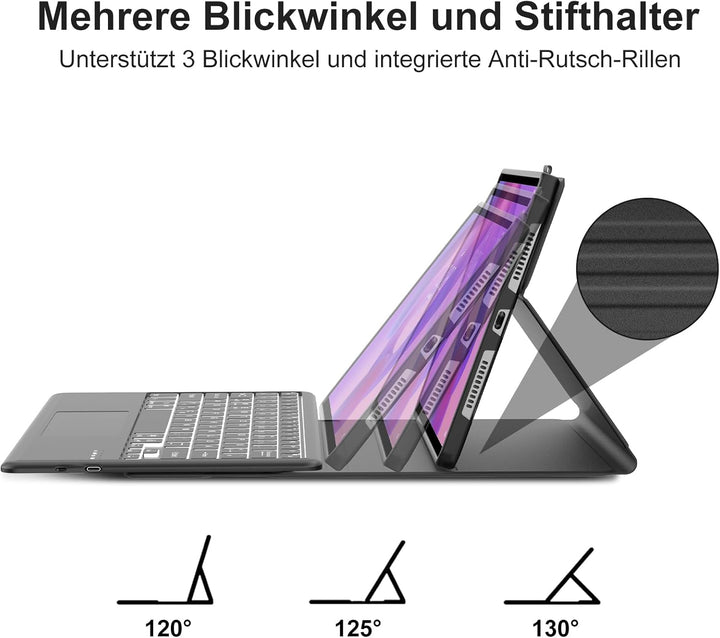 Hülle mit Tastatur für Lenovo Idea Tab Plus 12,1" 2025 con Touchpad, Bluetooth Abnehmbare Magnetisch
