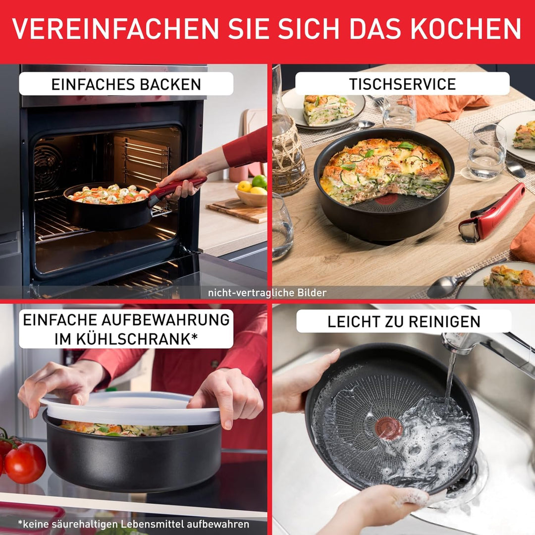 Tefal Ingenio Easy ON Töpfe & Pfannen Set, 20-teilig, stapelbar, abnehmbarer Griff, platzsparend, an