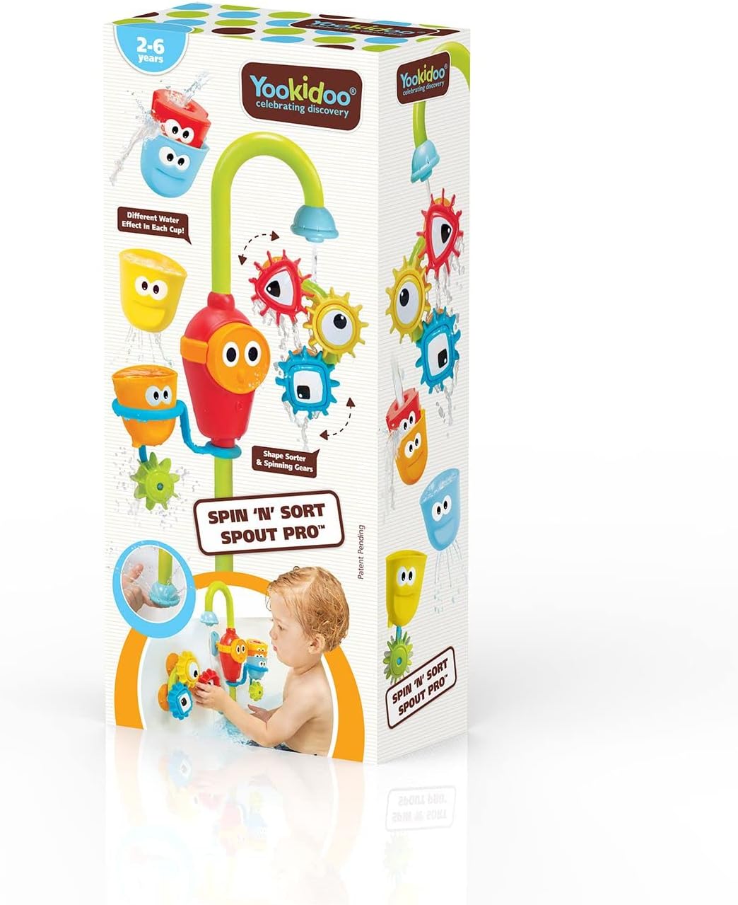 Yookidoo Bay Bath Badespielzeug (1–3 J.) – 3 stapelbare Becher, drehende Zahnräder, Schlauch & Ausla