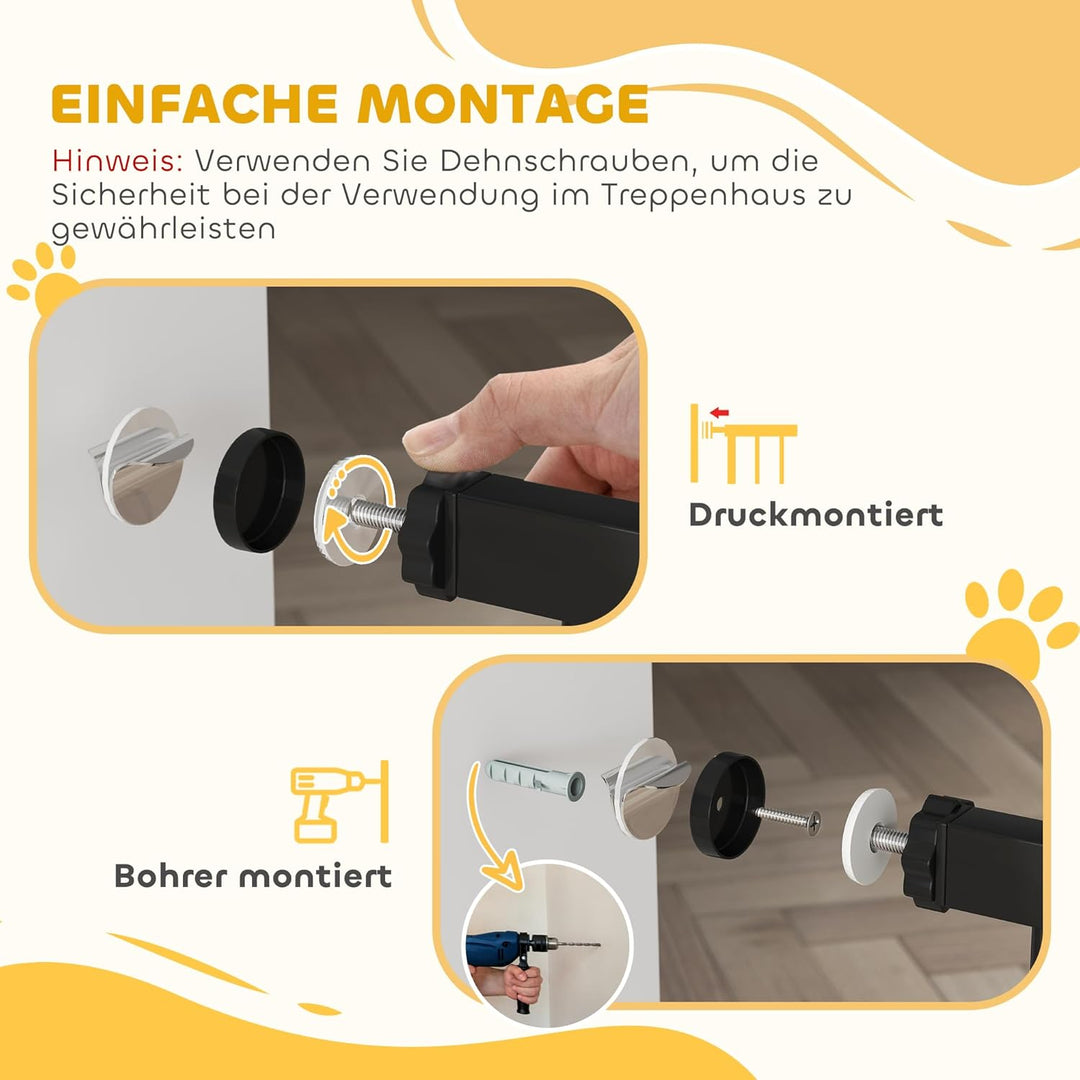 PawHut Hunde Türschutzgitter Treppenschutzgitter, 75-145 cm Hunde Türgitter, Baby Türgitter, Klemmgi