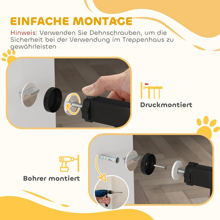 PawHut Hunde Türschutzgitter Treppenschutzgitter, 75-145 cm Hunde Türgitter, Baby Türgitter, Klemmgi
