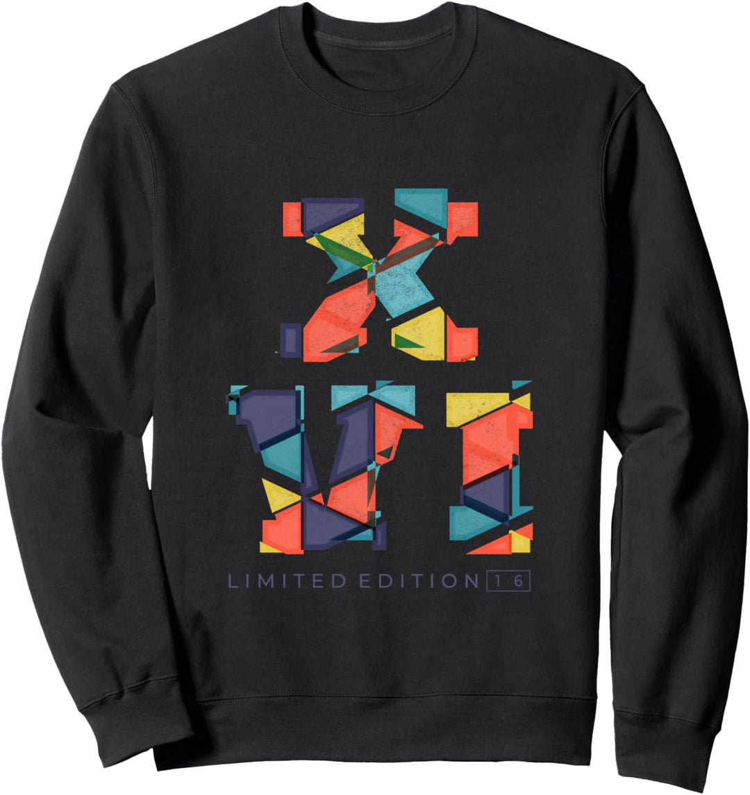 16 Jahre Geburtstag Splitter Limited Edition Römische Zahlen Sweatshirt