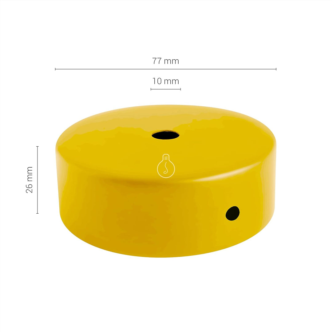 AMARCORDS - 3 Baldachin rosetten aus Metall, Farbe ZITRONE, Lampengehäuse komplett mit Kabelklemmenz