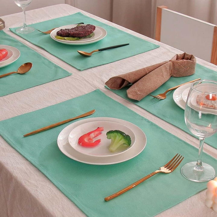 Vivi Idee® 6er Tischsets Platzset 100% Baumwolle Platzdeckchen Stoff abwaschbar Handgenäht 52x33cm (