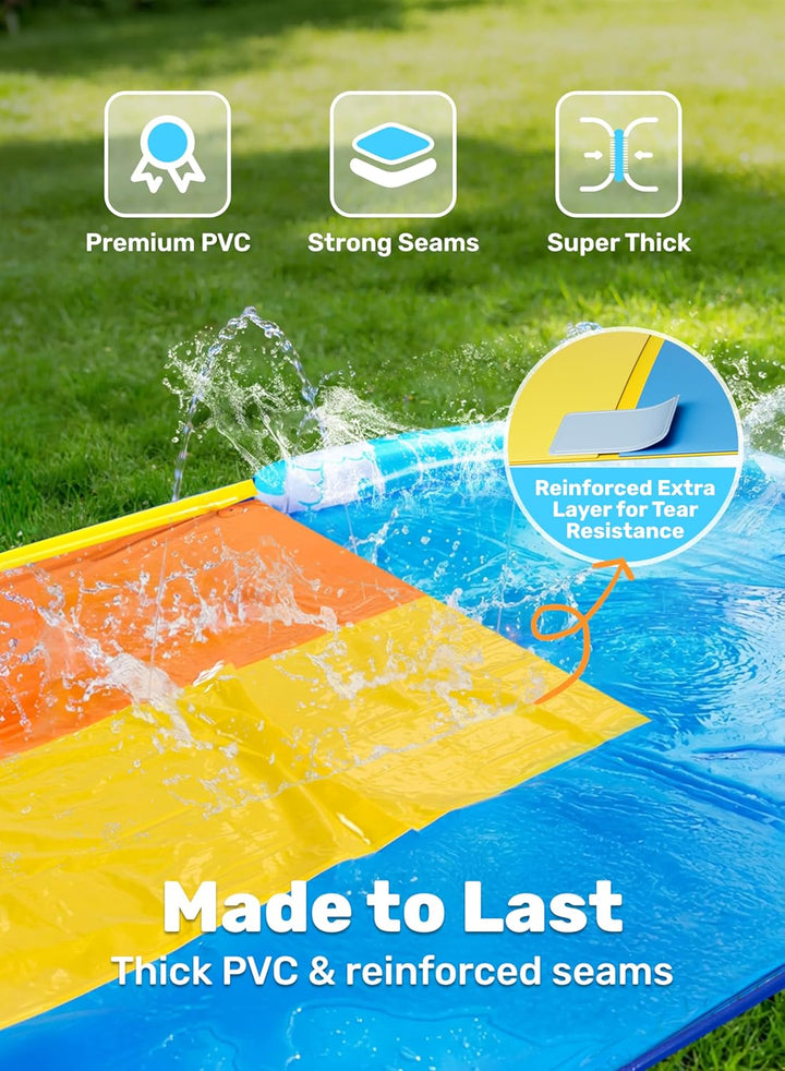 Sloosh 22,5ft x 84in/685.8*213.3cm Wellen Dreifach-Garten-Wasserrutsche, strapazierfähige Wasserruts