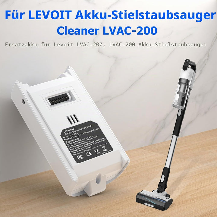 3,5Ah Ersatzakku für Levoit LVAC-200 Staubsauger, Lithium Ersatzbatterie LSV-V201B Ersatzakku kompat