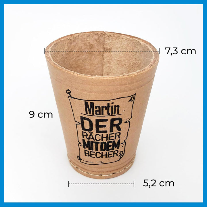 Diamandi Leder Würfelbecher mit Gravur und 6 Würfeln - Personalisiert mit Name + div. Motive zur Aus