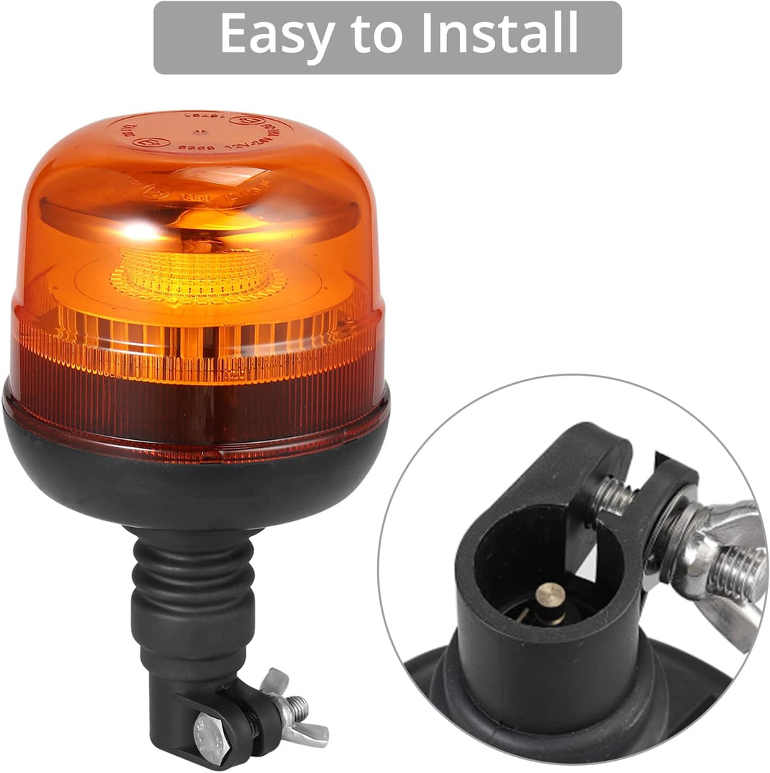 Justech 30 LEDs Warnleuchten Rundumleuchte Gelbes LED-Leuchtfeuer 12/24V E-Prüfzeichen Blitzlicht IP