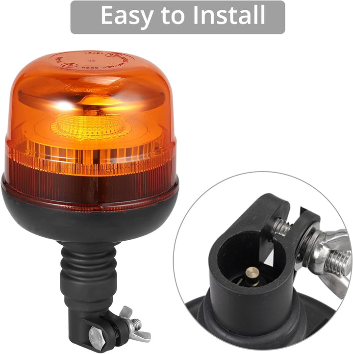 Justech 30 LEDs Warnleuchten Rundumleuchte Gelbes LED-Leuchtfeuer 12/24V E-Prüfzeichen Blitzlicht IP