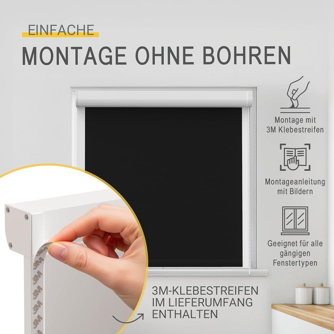 Sol Royal Kassettenrollo mit Führungsschiene SolReflect K24 60x175 cm Schwarz - Blackout Thermorollo