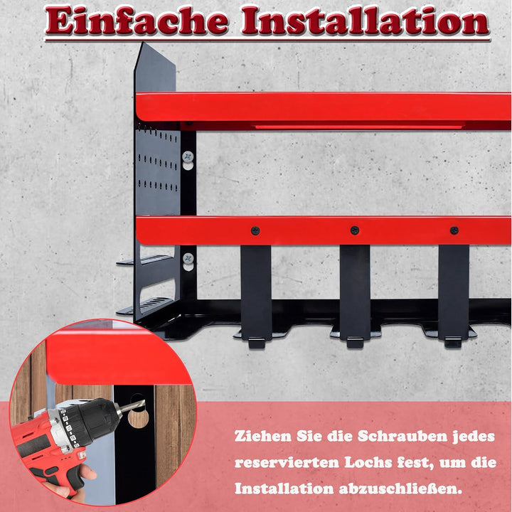 Werkzeug Wandhalterung für 4 Elektrowerkzeug Werkzeugregal 3 Ebenen Werkzeughalter Wand Werkzeugstän