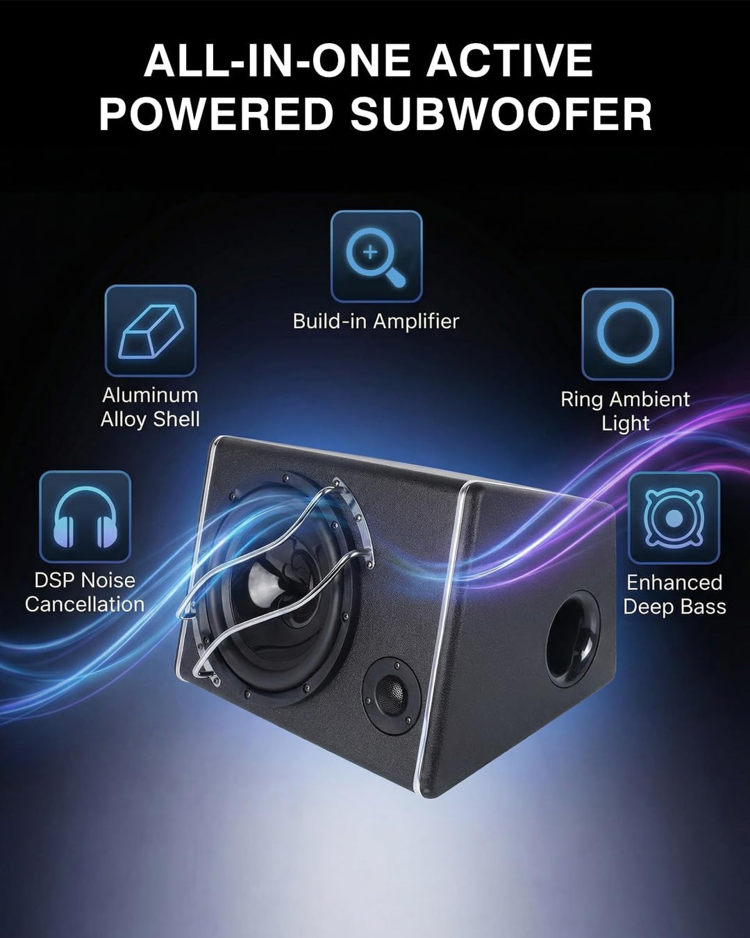 Kofferraum-Subwoofergehäuse mit Integriertem Verstärker, leistungsstarker Gehäuse Subwoofer mit 3800
