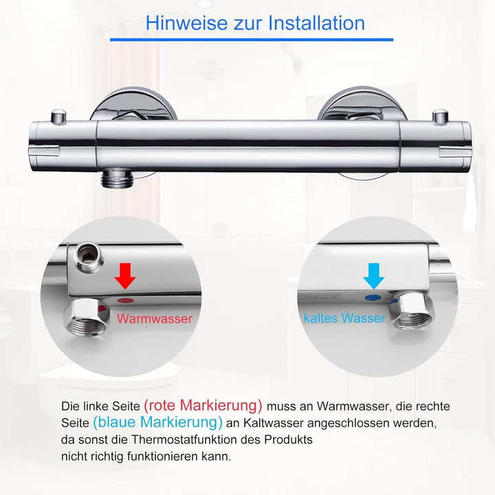 KEOKBON Duschthermostat mit Sicherheitstaster 38℃, Aufputz Thermostat Duscharmatur, Dusche mit Konst